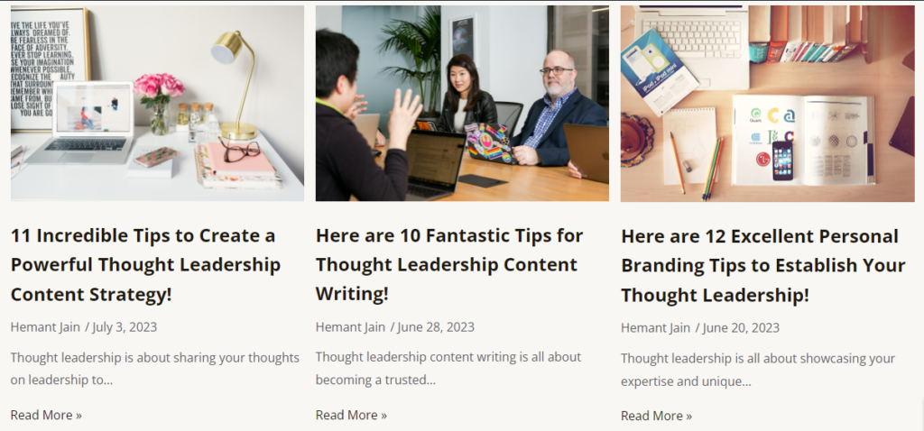 Select Thought Leadership Content Types based on your goals.